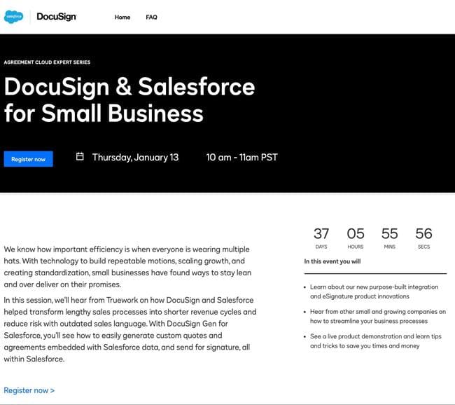 DocuSign high-converting webinar landing page