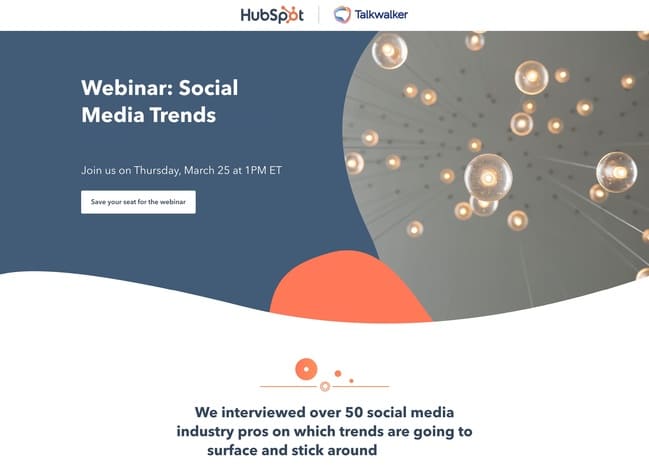 Hubspot webinar landing page example