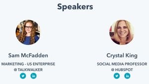 Hubspot webinar speakers page