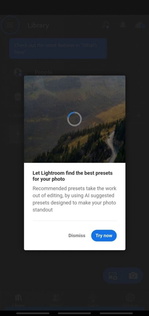 lightroom app recommendation notification
