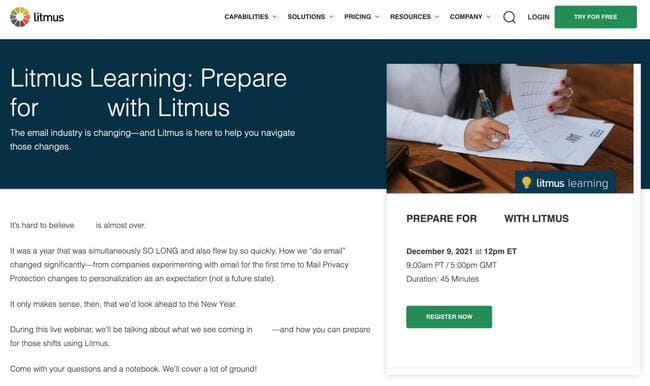 Litmus landing page