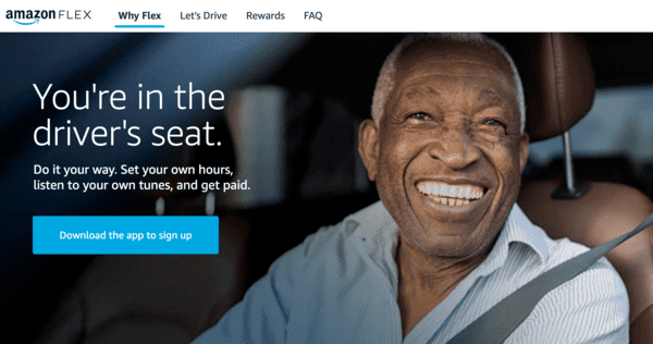 Amazon Flex homepage screenshot
