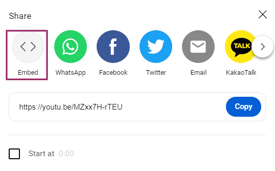 copying the Youtube video embed code