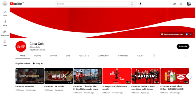 example of a Youtube brand account for businesses
