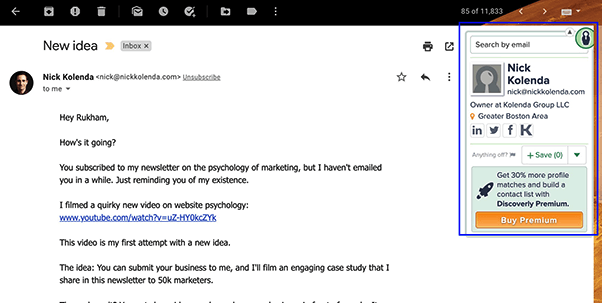 Discoverly tool in gmail