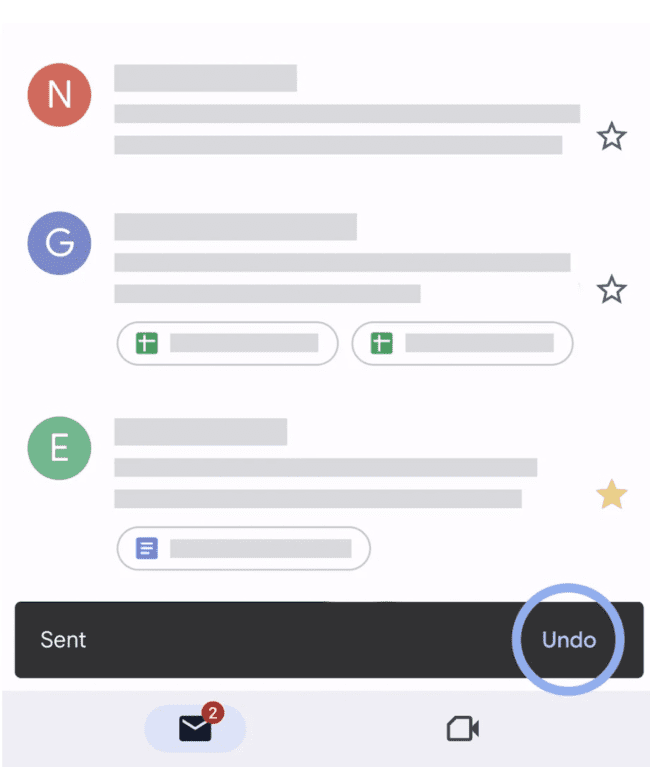 Gmail notification bar to undo sent email in mobile