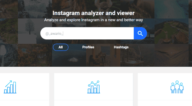 Gramhir instagram analyzer and viewer search page