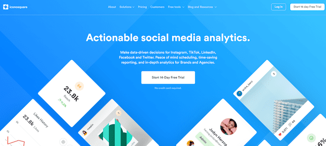 Iconosquare instagram scheduling tool homepage