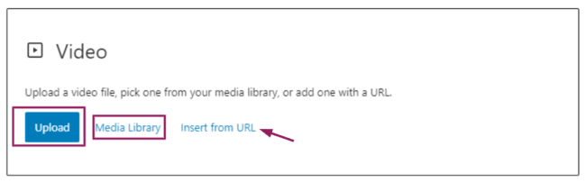 insert from url option to add Youtube video