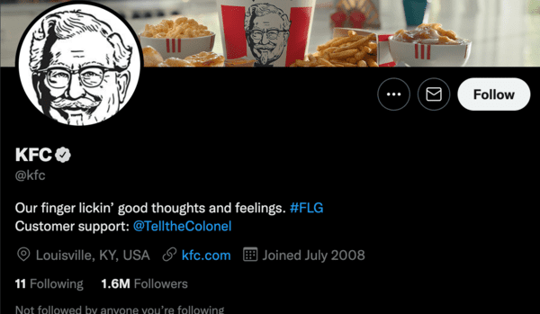 kfc twitter page