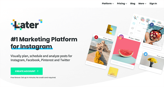 Later instagram scheduling tool marketing platform review