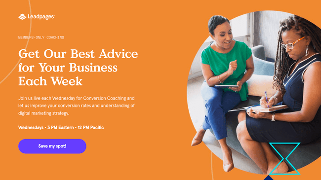 Leadpages webinar landing page