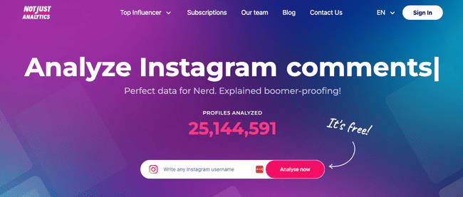 Not Just Analytics for Instagram stats