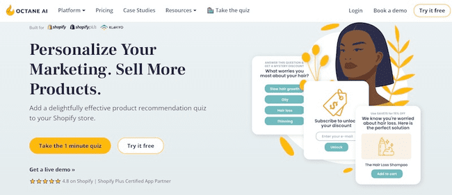Octane AI e-commerce tool for AI and sms marketing