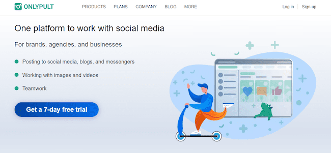 OnlyPult instagram scheduling software signup page