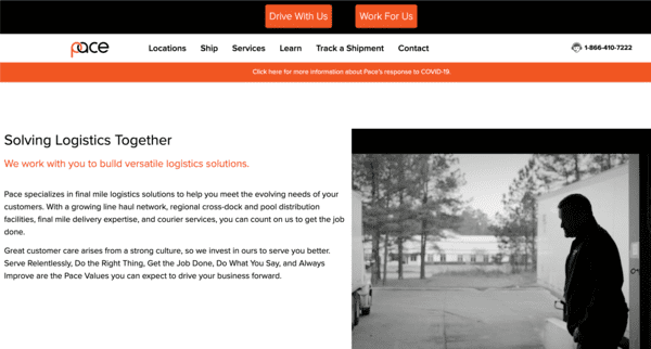 pace couriers homepage