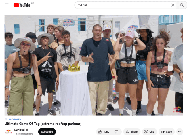 Redbull's Youtube channel working with influencers to boost brand awareness
