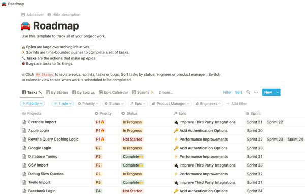 roadmap template in notion