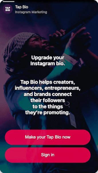 Tap Bio instagram bio link tool
