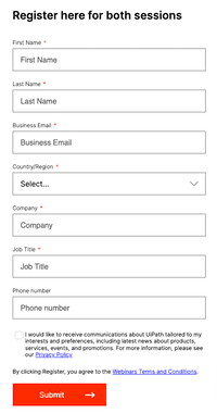 UiPath webinar long registration page