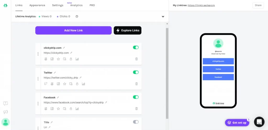 linktree dashboard